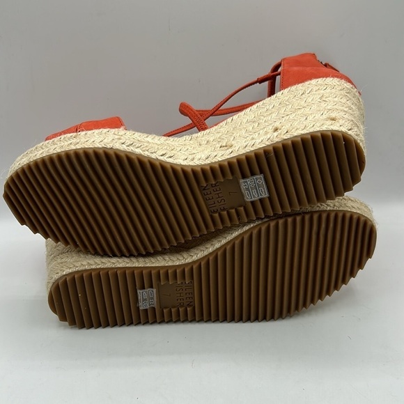 Eileen Fisher Orange Strappy Wedge Espadrille Sandals Size 7.5 New without tags! - Picture 7 of 10